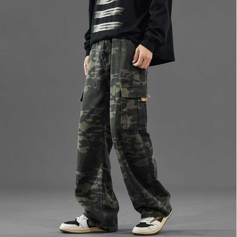 Men Spring Summer American Style High Street Camouflage Cargo Pants Male Vintage Wide Leg Versatile Straight Leg Denim Trousers D260320