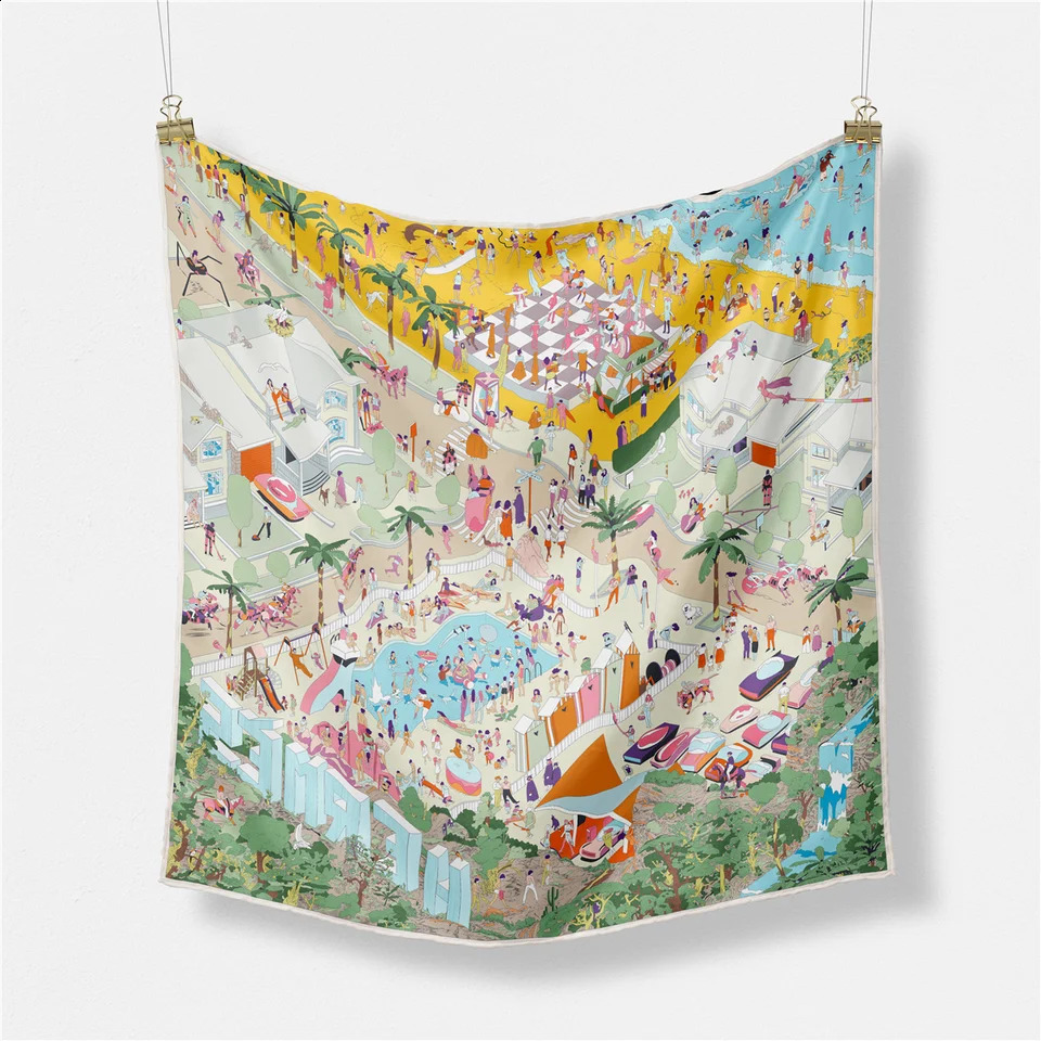 53cm Romantic Summer Vacation Fashion Scarves 100 Twill Silk Scarves Women Neckerchief Hijab Square Scarf Shawls 260319 - view 3