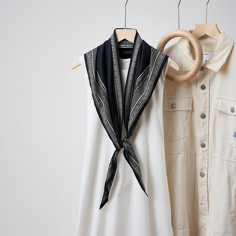 New Simple White Multifunctional Shawl Solid Color Minimalist Diamond Imitation Silk Twill Cool Triangle Scarf