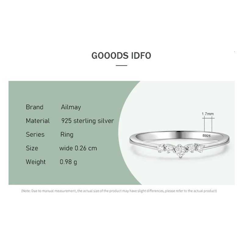 Ailmay New Arrival Simple Cubic Zirconia Fashion Charm 925 Sterling Silver Stackable Rings For Women Wedding Engagement Jewelry H260320 - view 6