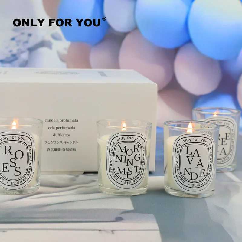 4Pcs Gift Box Set Handmade Clear Scented Candle Companion Return Christmas Gift Fragrance Romantic Candle Lamp Table Incense H260319