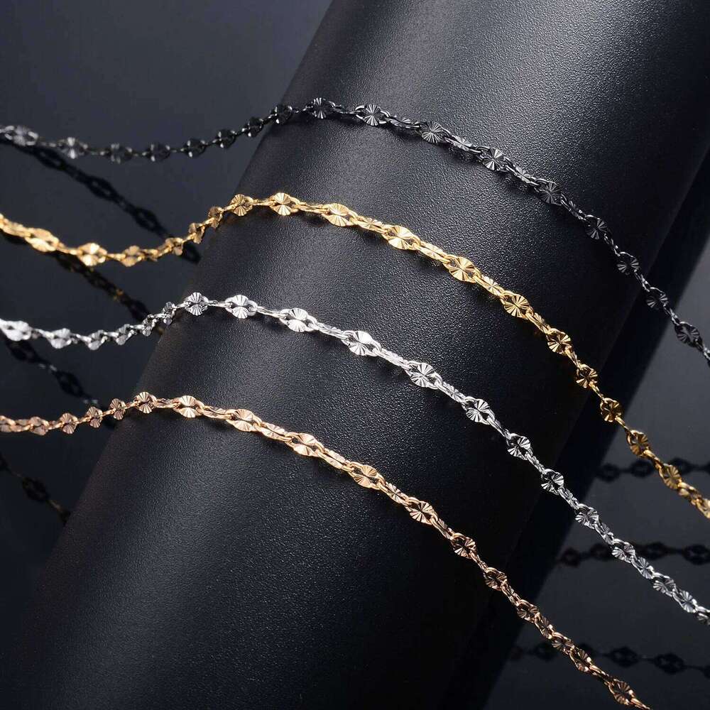 Yadreva Lip Embossed Chain 2.5mm Thin Stainless Steel Necklace Handmade Link Waterproof Jewelry Accessories 26W0320