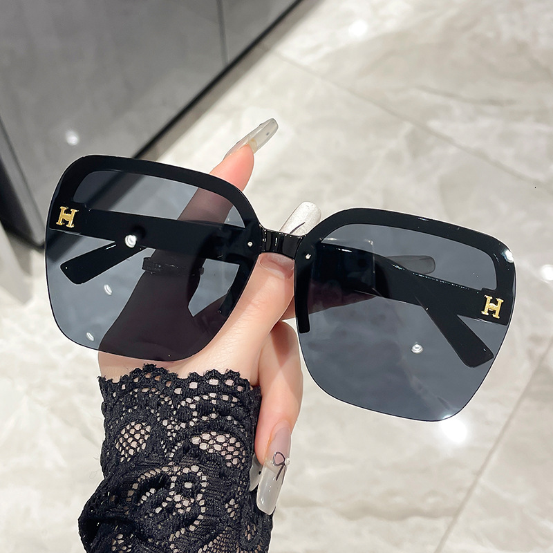 Luxury Brand Designer Jewelry New H Half Frame High-End Sunscreen Slimming HD Sunglasses Fashionable Style UV Protection Sunshade Glasses