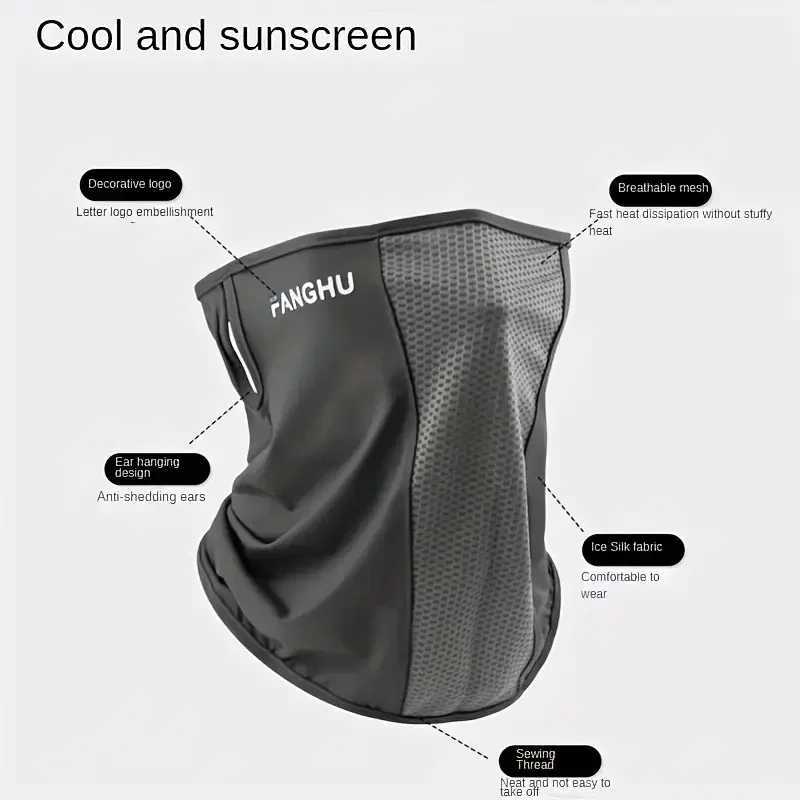1Pcs Summer Ice Silk Cycling Masks Hanging Ear Breathable Anti-UV Face Scarf Neck Cover for Outdoor Hiking Sunscreen Balaclava M260320