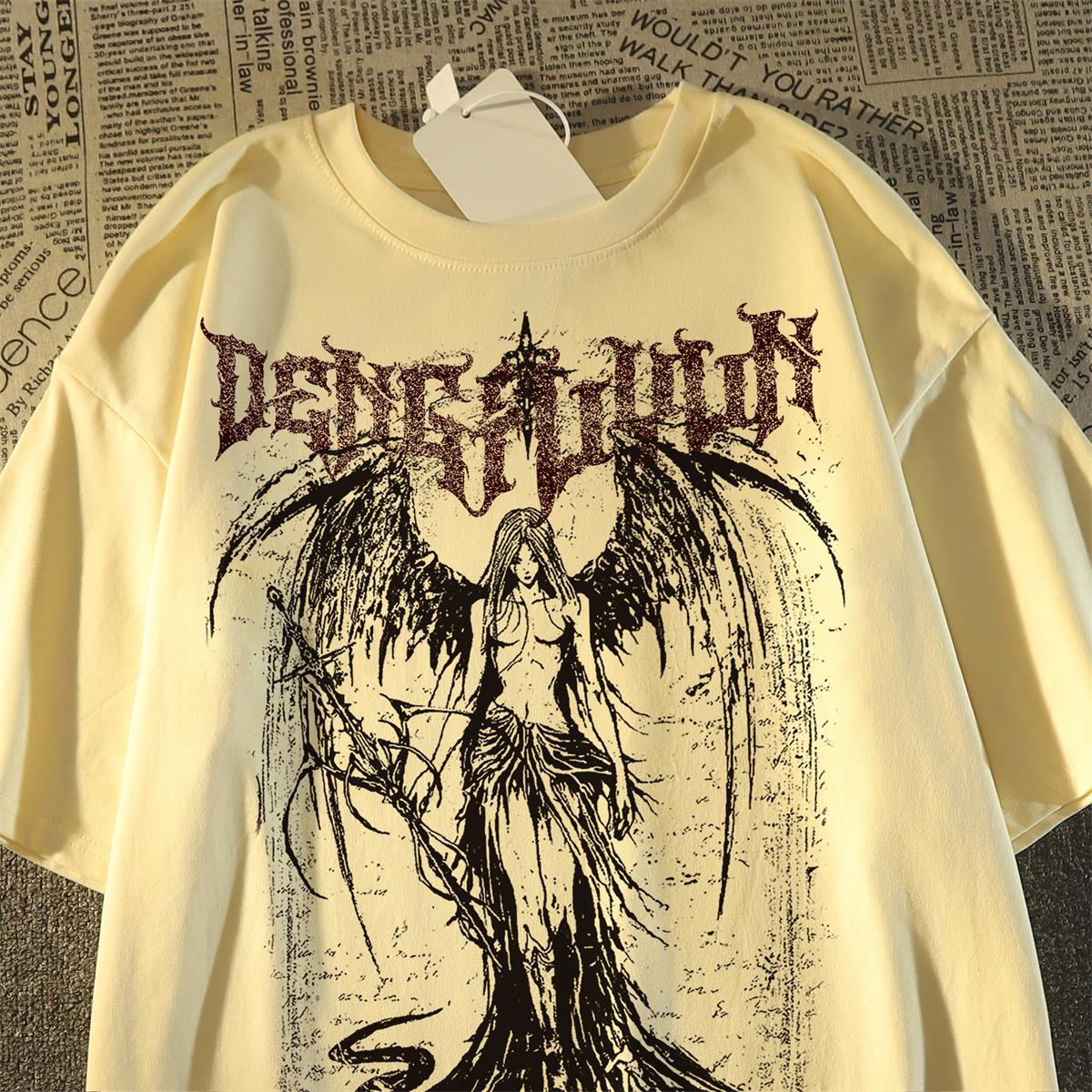 2025 Summer Unisex West Coast Retro Graphic T-Shirt High Street Cotton Short Sleeve Streetwear Top