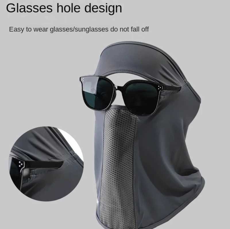 Anti-UV Cycling Full Face Mask Breathable Ice Silk Face Cover Outdoor Sports Mask Neck Protection Eyeglass Hole Bike Face Mask M260320