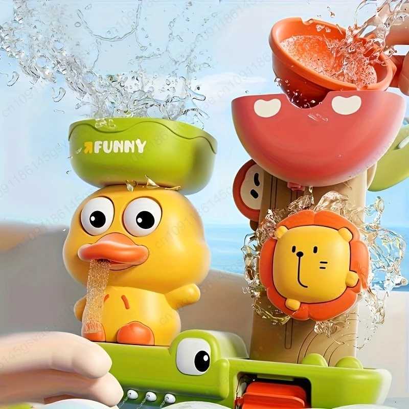 Childrens Take A Shower Paddle Toys Cartoon Animals Duck Spin Water Spray Waterwheel Bath Toy Kids Delight Shower Toy Gift Y260319