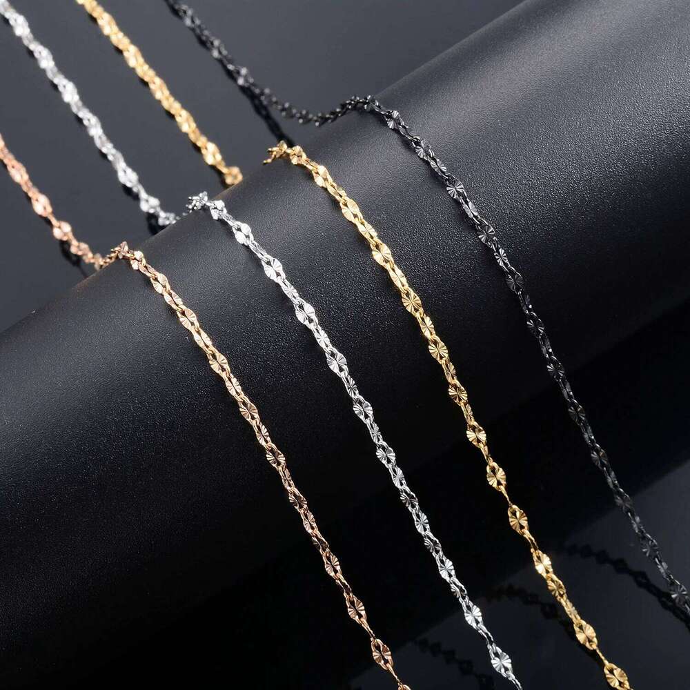 Yadreva Lip Embossed Chain 2.5mm Thin Stainless Steel Necklace Handmade Link Waterproof Jewelry Accessories 26W0320