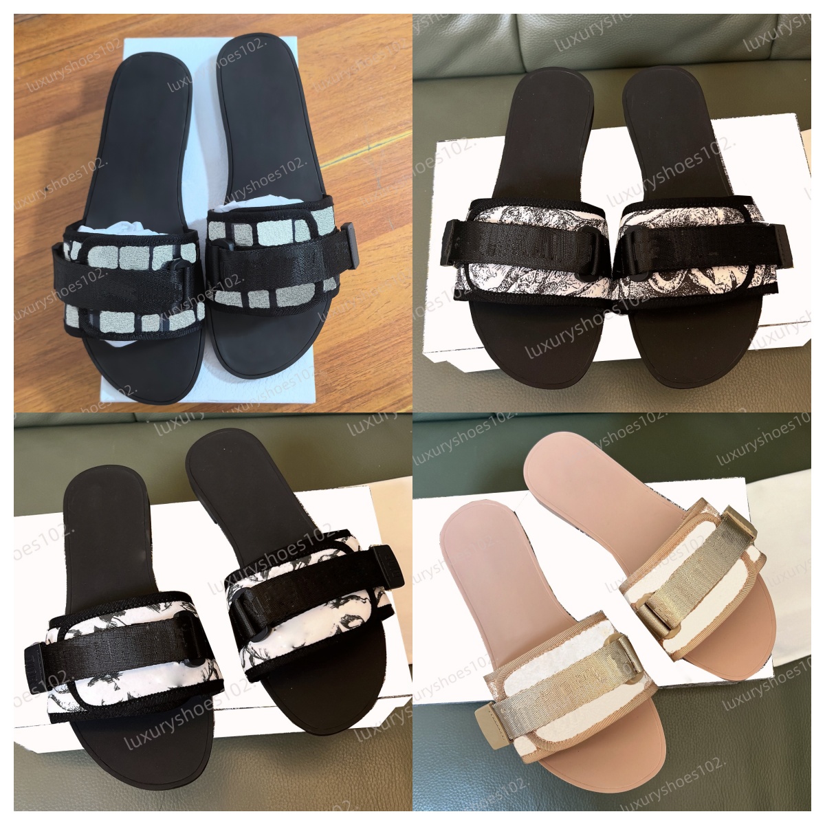 Designer Shoes Revolution Slippers Women Slides Velcro Sandals Rubber Slipper Lazy Slid Classic Beach Slide