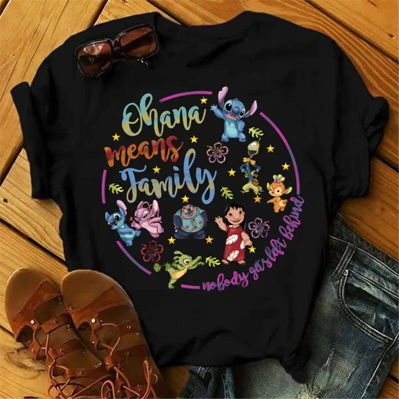 Disney Fun Cute Loose Women's Short Sleeve Mickey Mouse Head Printed T-Shirt KawaiiY2K Fashion Pattern Cotton Top