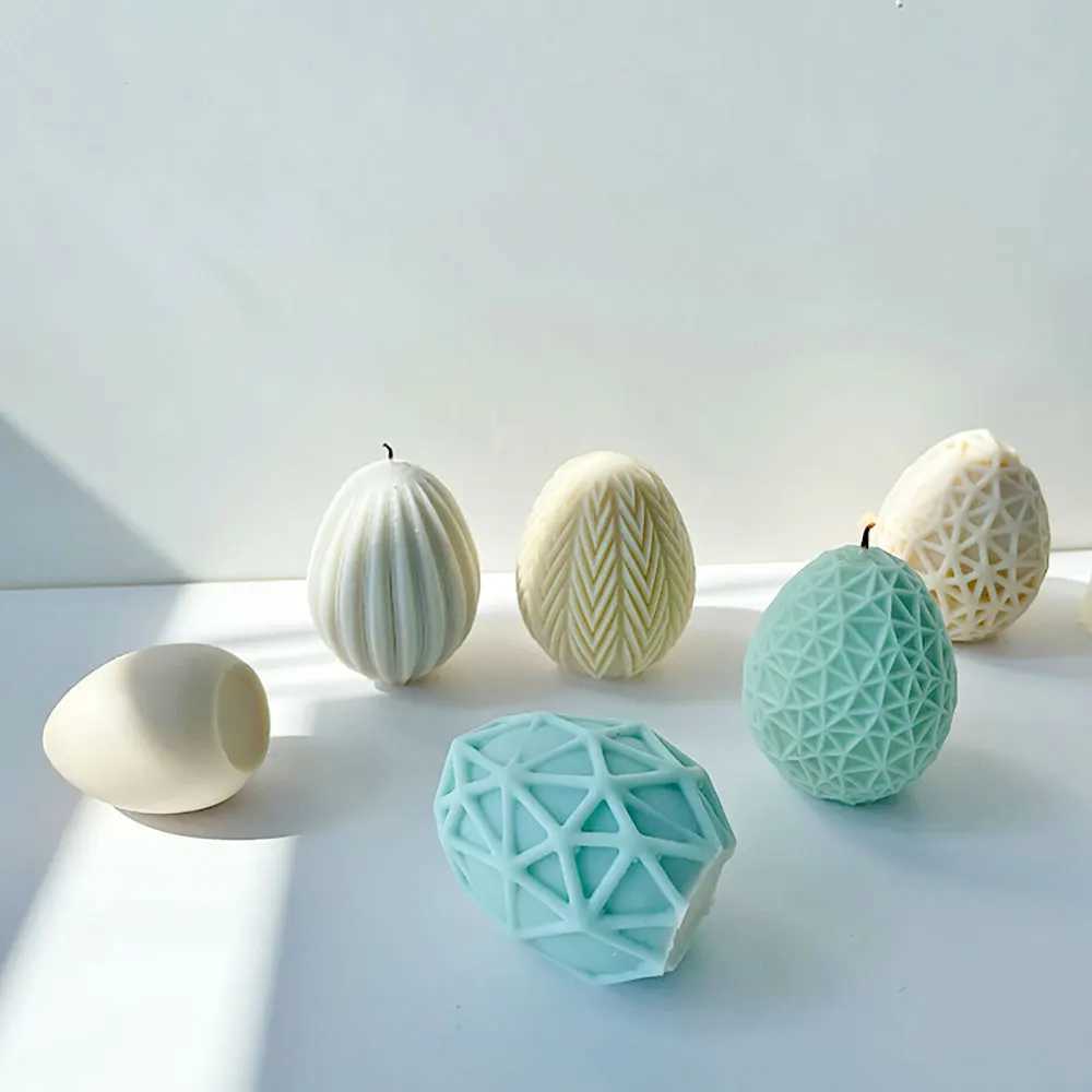 For fun DIY Easter Geometric Eggs Silicone Candle Mold DIY Christmas Aromatherapy Candle Mould Chocolate Gypsum Epoxy Resin Mold H260319