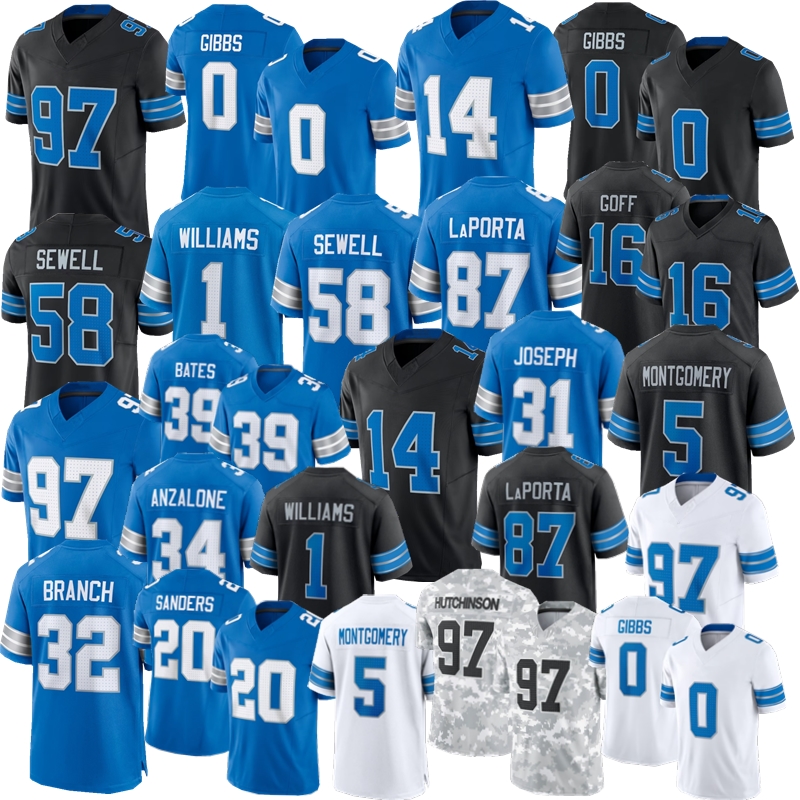 Amon-Ra St Brown Jahmyr Gibbs Isaac TeSlaa Football Jersey Laporta Sanders Jameson Williams Jared Goff Sewell Branch Joseph Bates