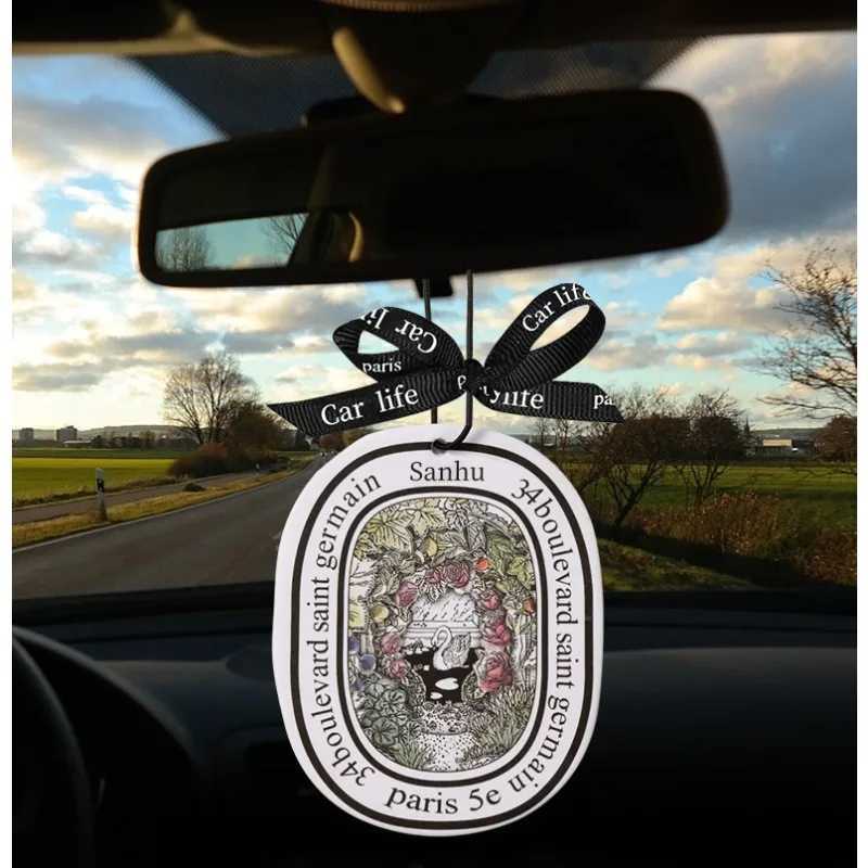 2pcs Car Aromatherapy Sheet Woody Fragrance Tablets Fresh Upgrade Gardenia New Pattern Pendant Lasting Rose Interior freshener H260319