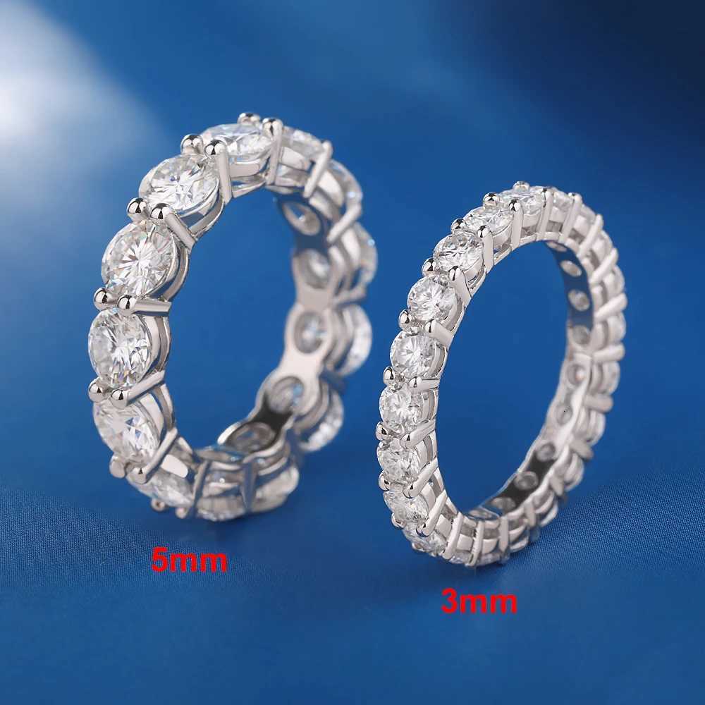5mm D Color Moissanite Row Ring 925 Sterling Silver Diamond Wedding Band Rings For Women Certified Fine Jewelry Gift Houtros H260320 - view 3