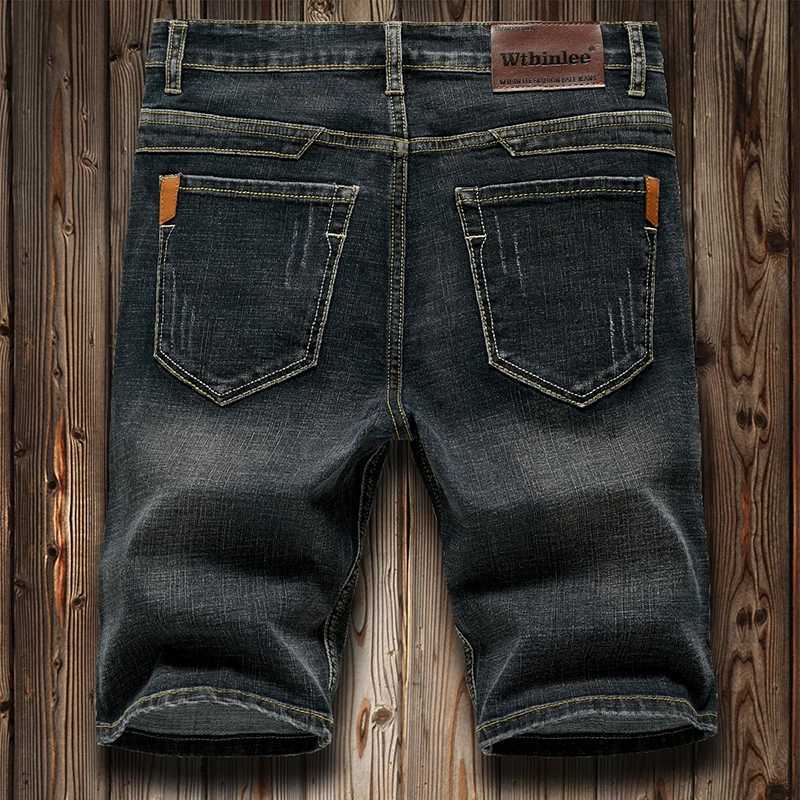 Summer Shorts Jeans Men Denim Pants Stretch Dark Blue Fashion Design Mens Jeans Slim Straight Male Short Jeans Hombre D260320