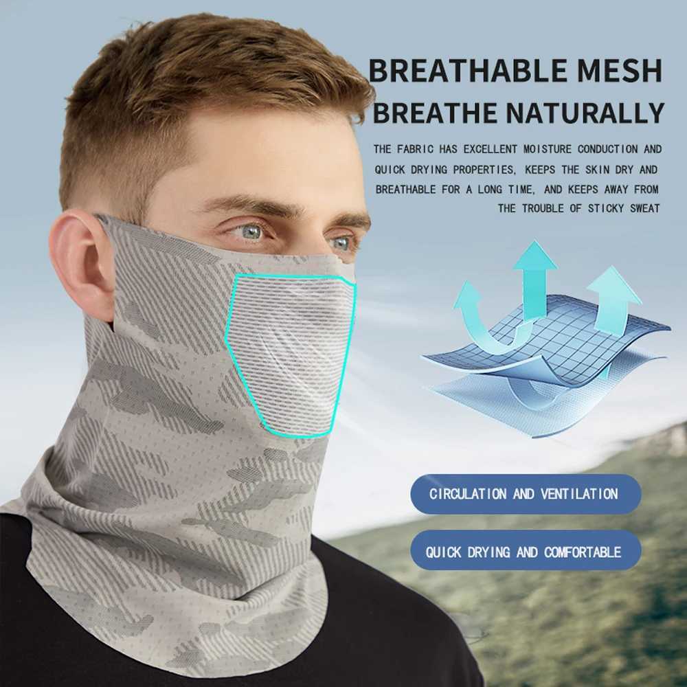 Sunscreen Face Mask Breathable Mesh Neck Gaiter Mask Scarf Ice Silk Outdoor Mask Driving Cycling Elastic Hanging Ear Mask M260320