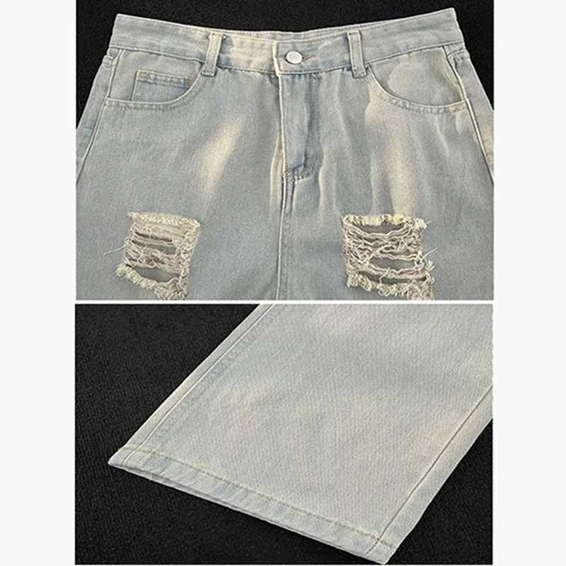 Ripped Slim Fit Men Summer Thin Jeans Fashion Male Straight Leg American Style Streetwear Denim Pants Fashion Versatile Trousers D260320