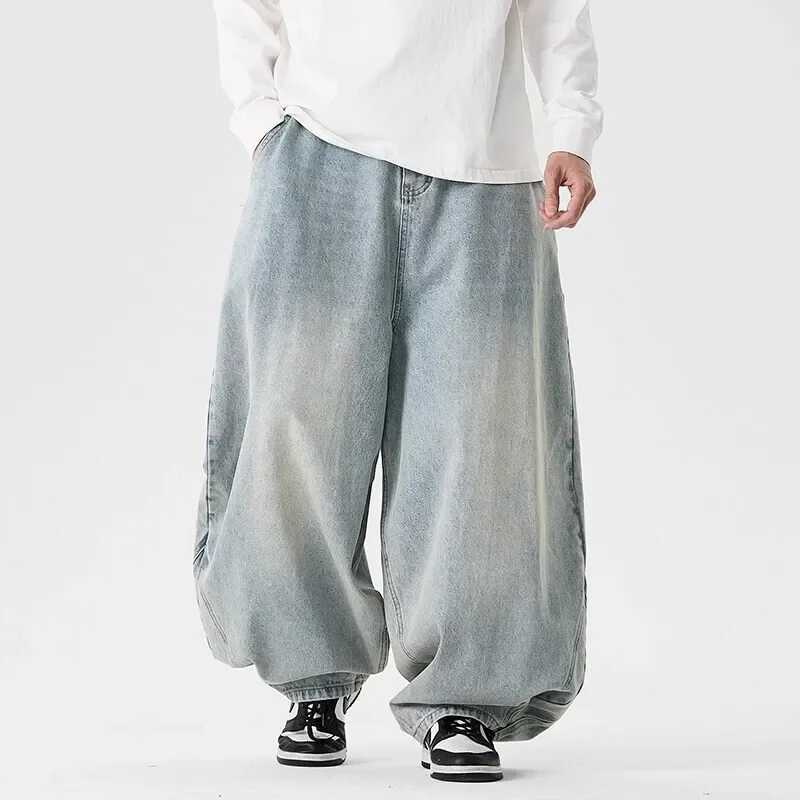 2025 Spring Men Streetwear Denim Pants Men Harajuku Washed Baggy Jeans Men Y2K Fashion Punk Casual High Waist Wide Leg Pants D260320