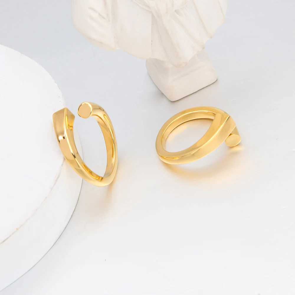 Minimalist Curved Finger Ring Gold Color Statement Open Strip Rings For Women Fashion Jewelry Bague Anillos Mujer H260320 - view 4