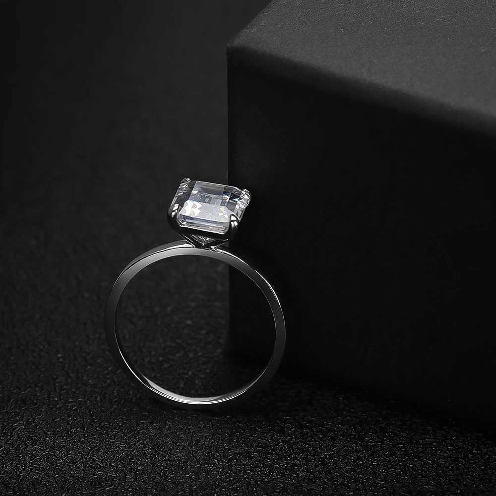 KNOBSPIN 4ct Emerald Moissanite Ring s925 Sterling Sliver Plated 18k White Gold Wedding Band Engagement Rings For Women H260320 - view 6
