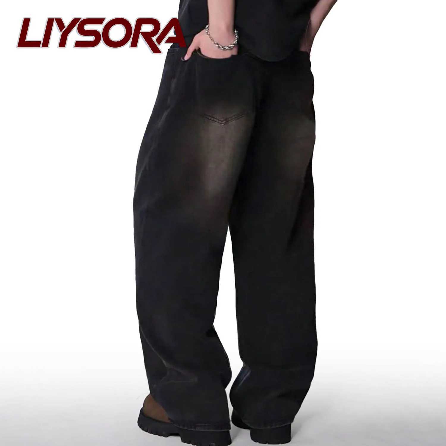 Four Seasons American Retro Black Baggy Wide Leg Jeans Korean Student Casual Straight Loose Denim Pants Gray Blue Jeans Unisex D260320