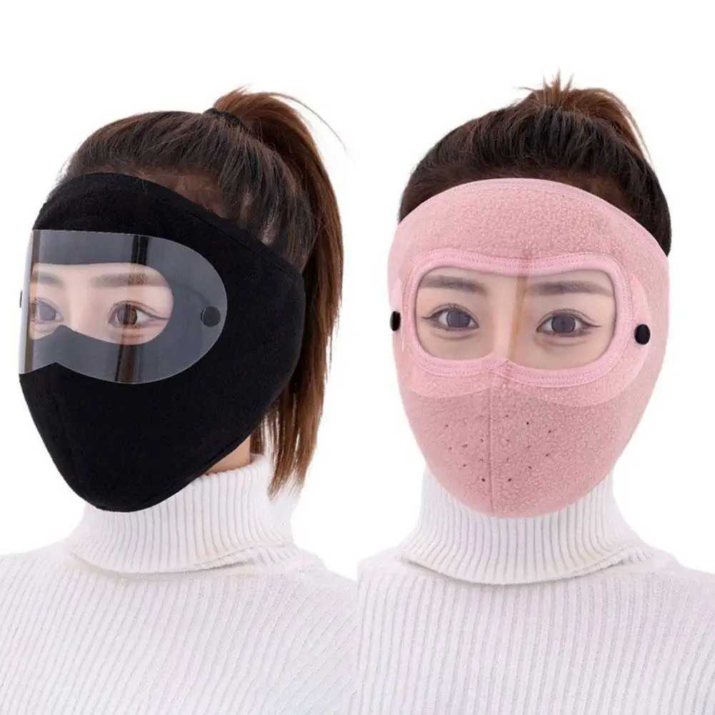 Unisex Winter Windproof Mask Thickened Warm Fleece Breathable Motorcycle Cycling Face Mask With HD Anti-fog Goggles Warm Scarf M260320
