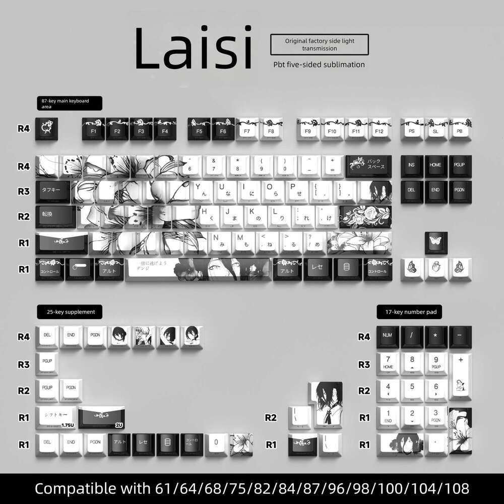 Famous Brand Cross Border Hot Sale PBT Dye Sublimation Keycaps Original Side Engraved Translucent Mechanical Keyboard Keycaps CKS