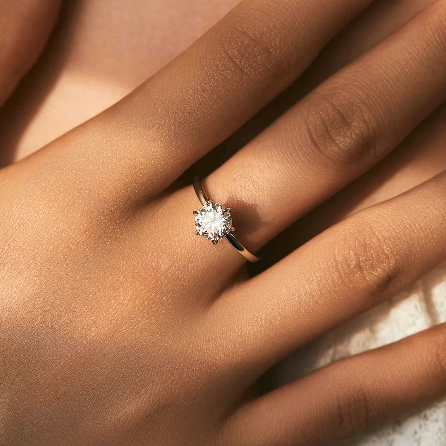 MODIAN 1CT Moissanite Lab Diamond Ring For Women 925 Sterling Silver Wedding Engagement Platinum Plated Fine Jewelry H260320 - view 3