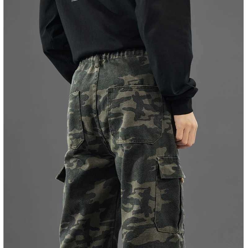 Men Spring Summer American Style High Street Camouflage Cargo Pants Male Vintage Wide Leg Versatile Straight Leg Denim Trousers D260320
