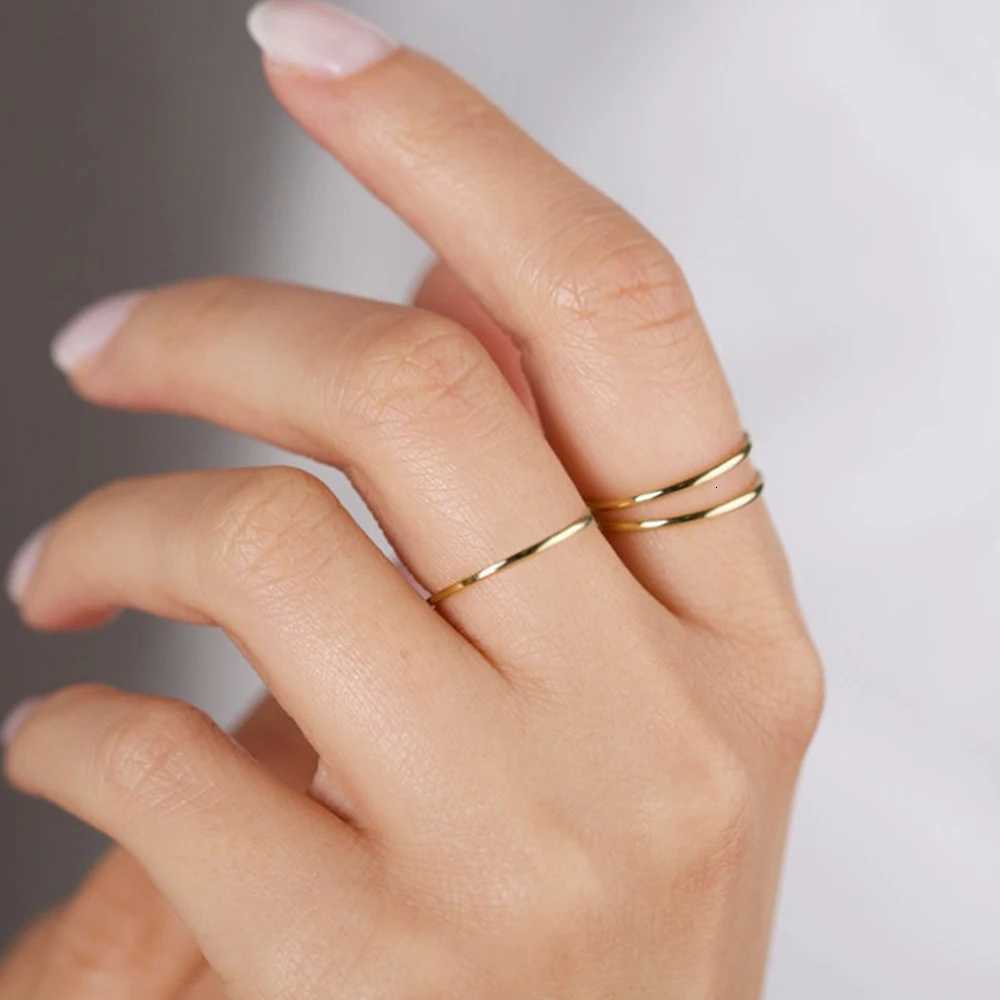 SUNIBI Minimalist Womens Stainless Steel Rings Thin Classic Combo Dome Stacking Steel Wedding Rings Gift Gold Color Jewelry H260320 - view 6