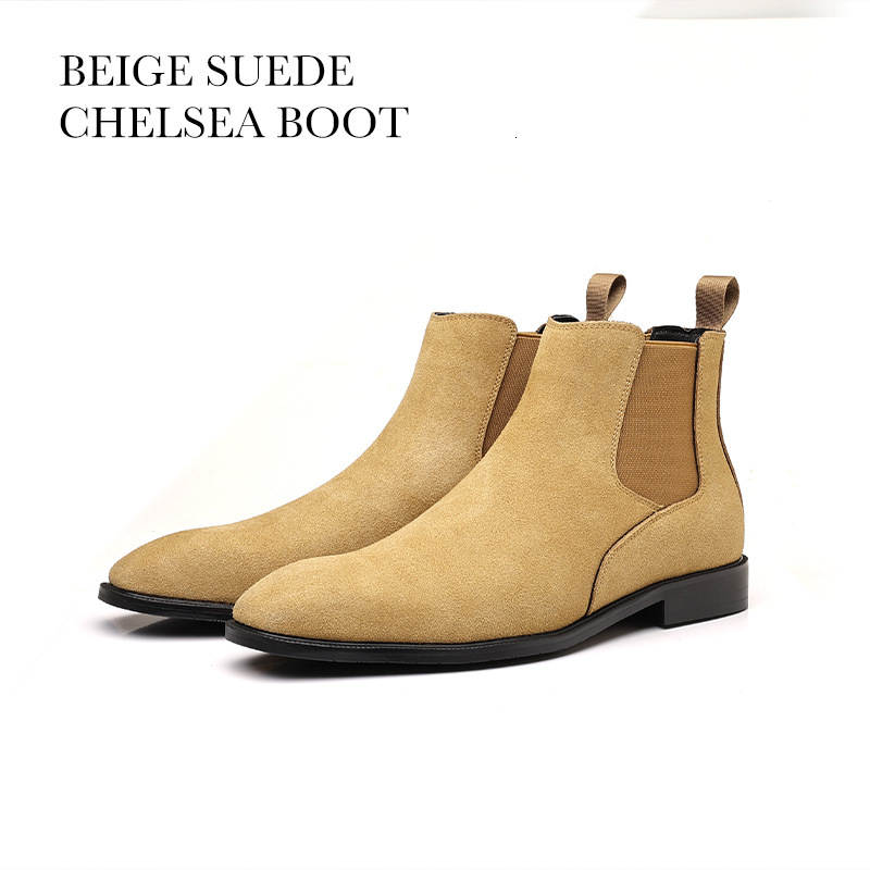 Designer Men's Shoes Autumn Winter Solid Color Chelsea Men S Boots British Fashion Large Size Suede Slip On Short Leather Shoes