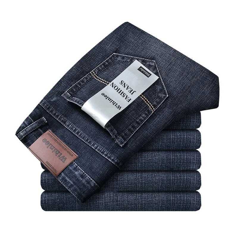 Wthinlee Business Men Jeans Casual Straight Stretch Fashion Classic Blue Black Work Denim Trousers Spring Summer Brand Clothing D260320