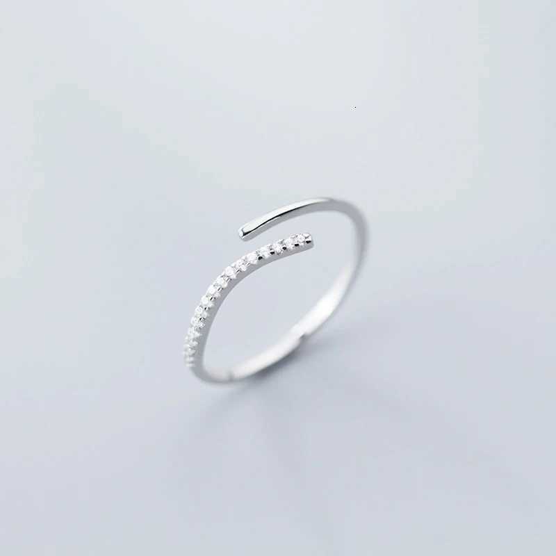 Modian 925 Sterling Silver Simple Adjustable Finger Rings Stackable Zirconia Open Size Ring For Women Party Fine Jewelry Gifts H260320 - view 3