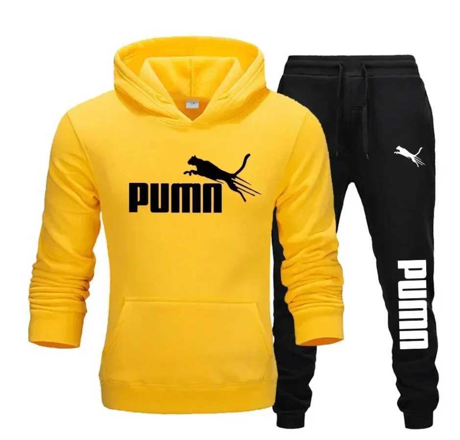 A new autumn and winter fashion fitness jogging casual sportswear set featuring a two-piece hooded sweatshirt and long pants M260320