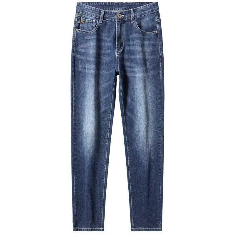 Male Smart Casual Jeans Stretchy Sports Mens Korean Solid Trousers Autumn Winter Full Length Straight Office Work Denim Pants D260320