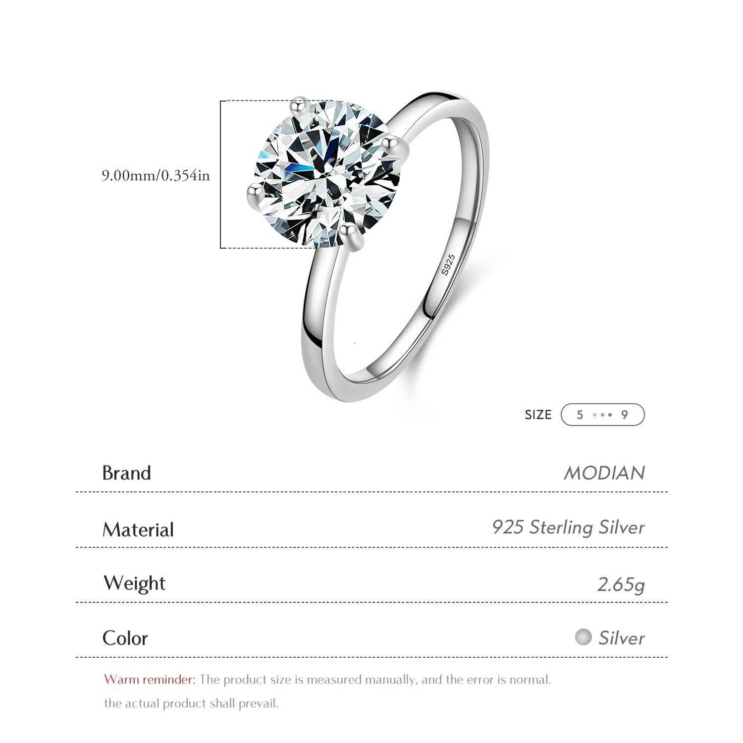 MODIAN 925 Sterling Silver Classic Luxury 3 Simulated Diamond Rings For Women Wedding Engagement Statement Fine Jewelry H260320 - view 4