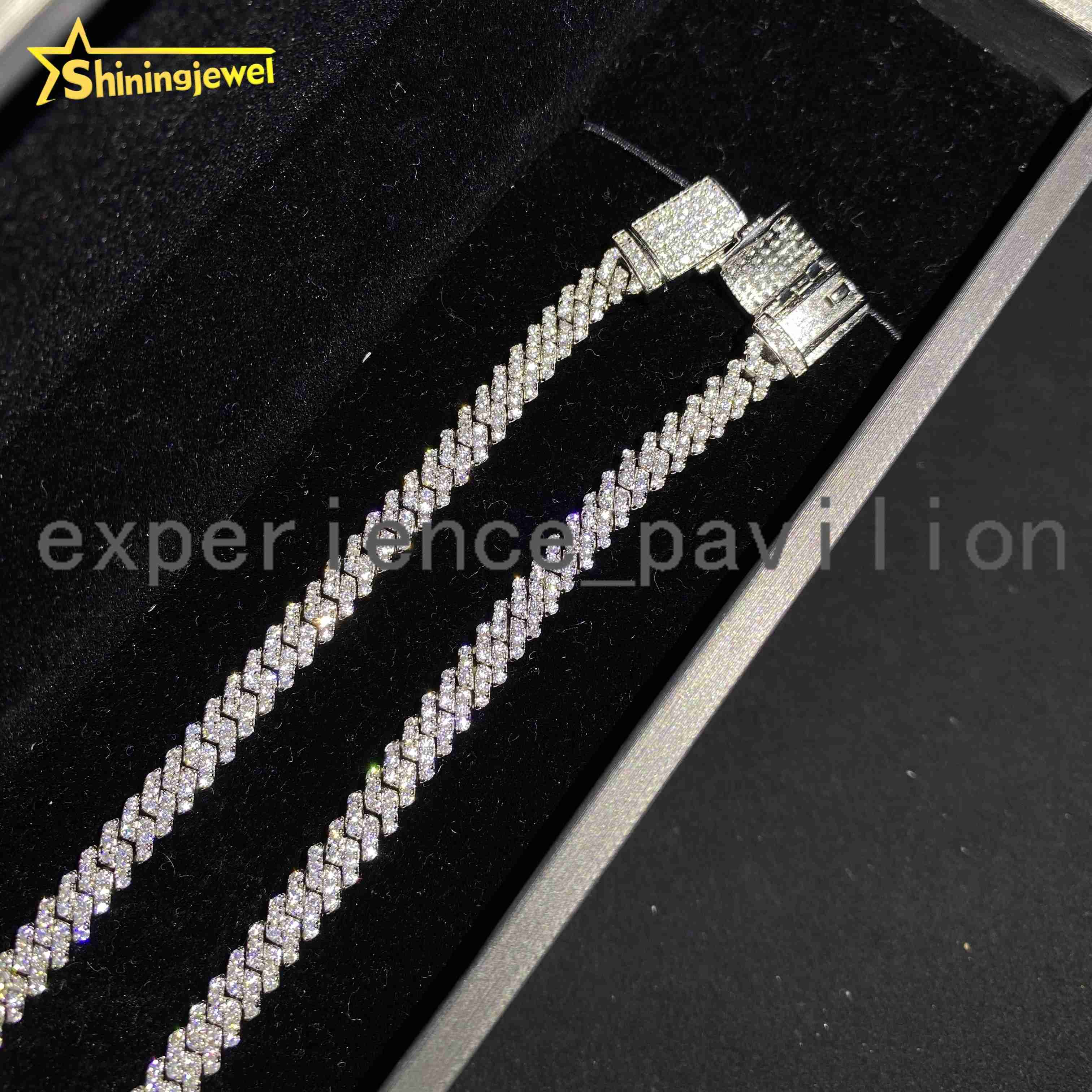 5mm Iced Out Fine Hip Hop Jewelry Necklace Solid 925 Silver VVS D Moissanite Cuban Link Chain Bracelet Pass Diamond Tester