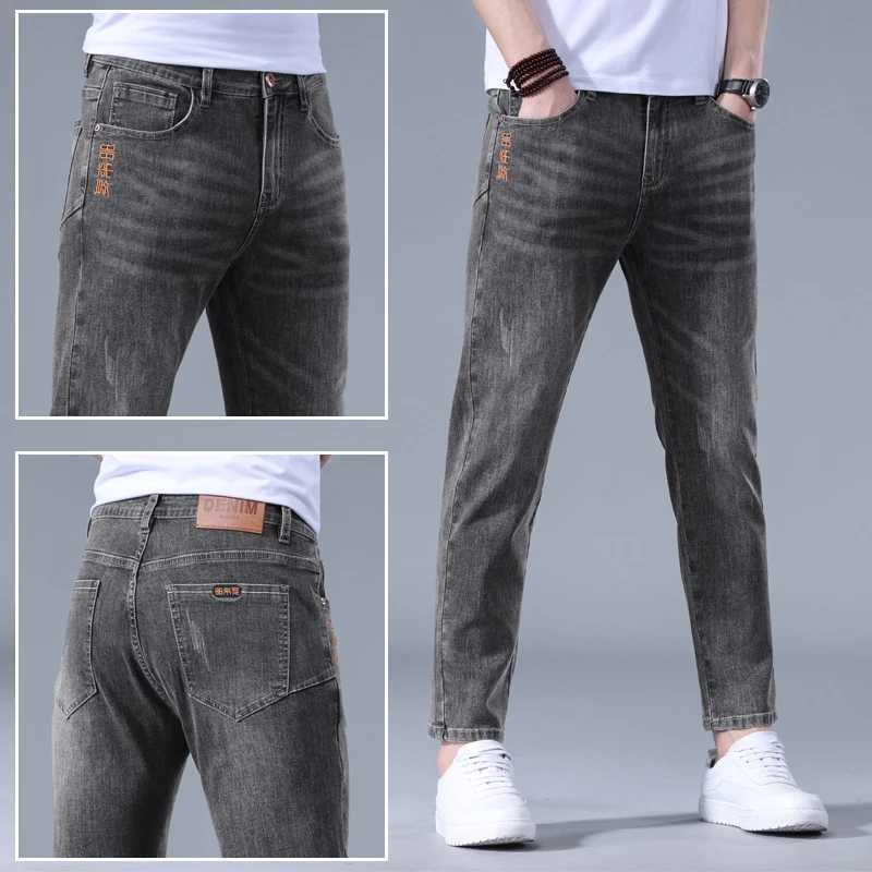 2025 New Four Seasons Jeans Small Size 27 Ankle Short Mens Tight Cowboy Pants Black Grey Mens Stretch Jeans D260320