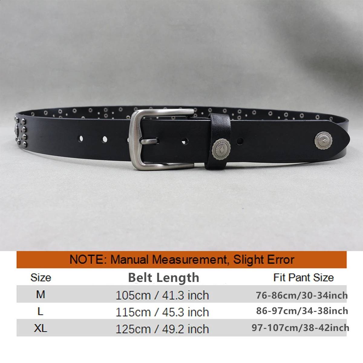 Metal Rivet Cowboy Belt Genuine Leather Cowskin Men Belt Punk Rivet Jeans Belts For Men Ceinture Homme Cinturones Hombre 260316