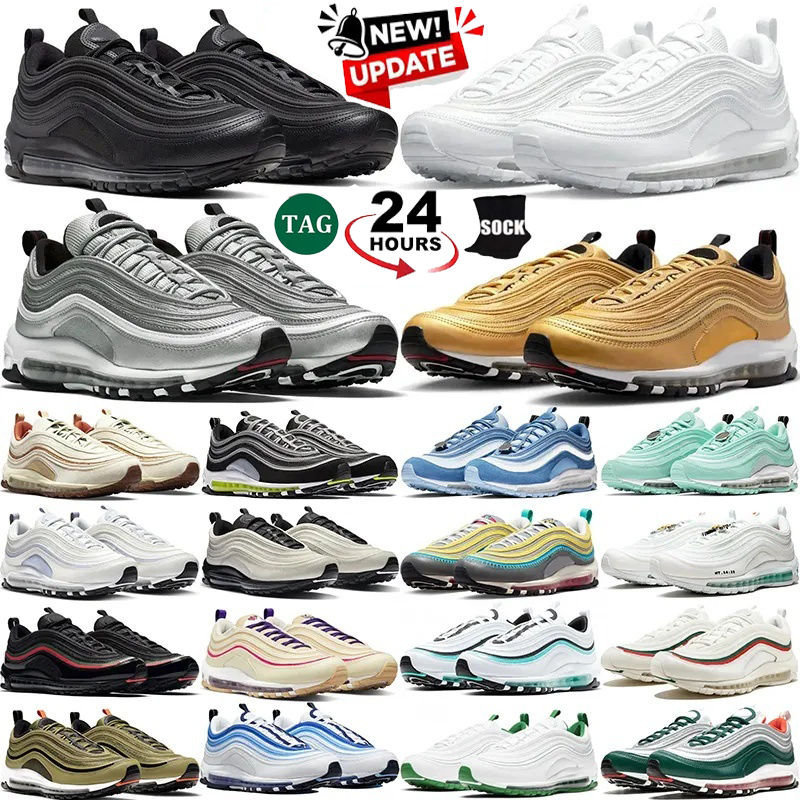 97s designer running shoes men women triple black white Jesus Satan Bred Neon Seoul mens trainers outdoor sports airmac 97 sneakers