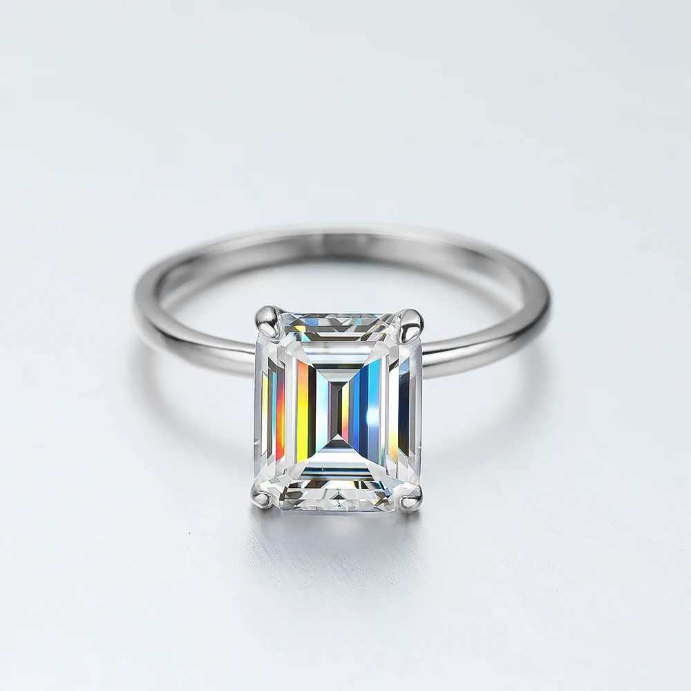 KNOBSPIN 4ct Emerald Moissanite Ring s925 Sterling Sliver Plated 18k White Gold Wedding Band Engagement Rings For Women H260320 - view 3