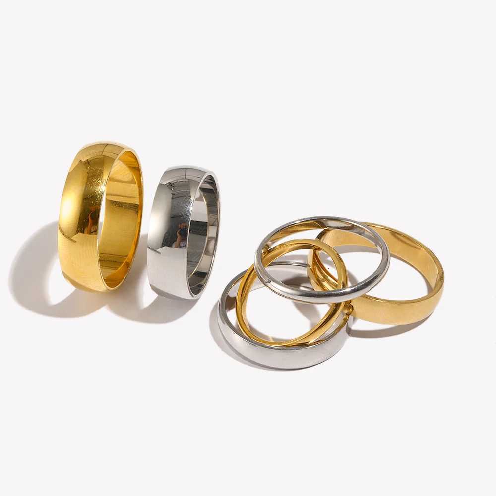 Size 5-10 Waterproof Stainless Steel Ring Gold Plated Silver Color 2mm 4mm 6mm Basics Rings For Men Women Stackable Rings H260320 - view 5