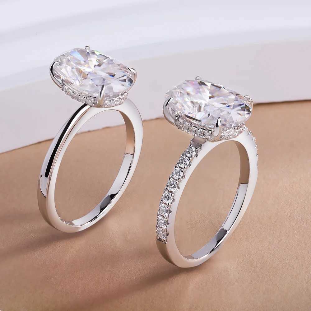 45CT Oval Cut Full Moissanite Rings for Women Sparkling Diamond S925 Sterling Silver Plated 18K Wedding Band Jewelry With GRA H260320 - view 3