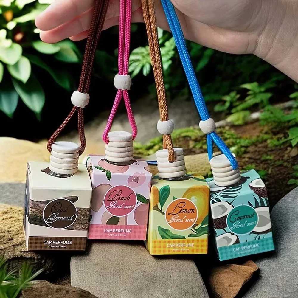 8ml Fresh Natural Car Perfume Fruity Scent Car Air Fresheners Brand Lasting Coconut Peach Fragrance Jadec Car Pendant Deodorant H260319