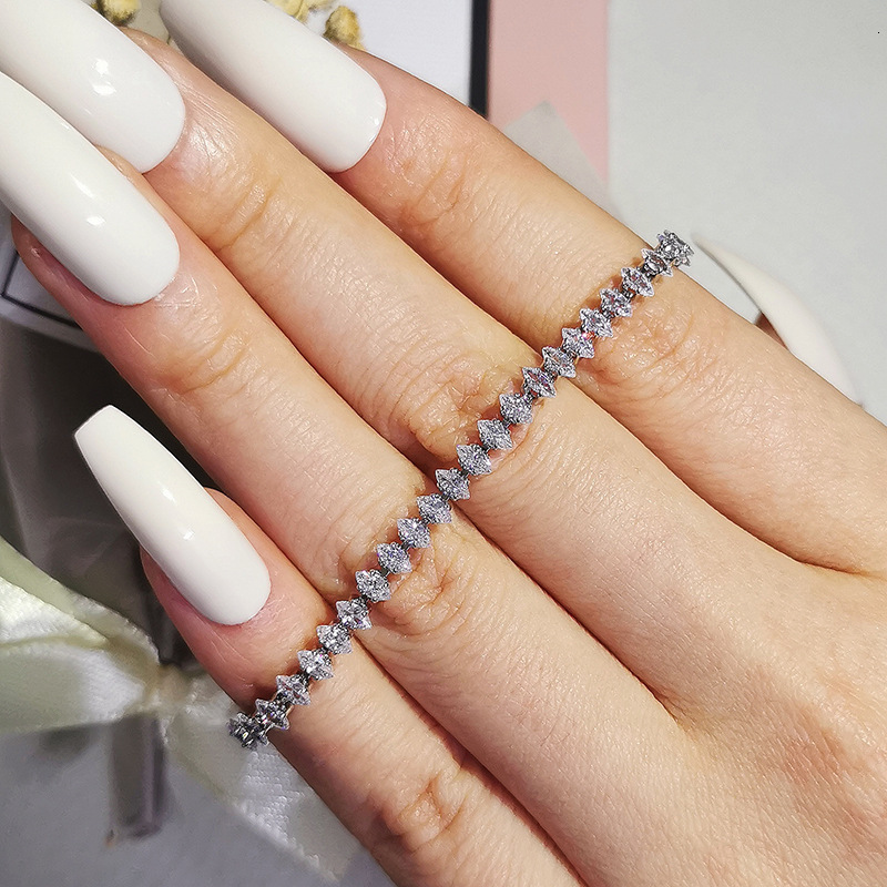 2.5X5mm Marquise Cut Diamond Tennis Bracelet Unique Design Sparkling CZ Bracelet For Women Dainty Fashionable Women's Accessories Silver Plated W