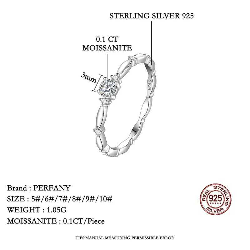PERFANY 01CT Claw Moissanite Ring for Women S925 Pure Silver Stackable Simulation Diamond Engagement Exquisite Jewelry H260320 - view 4