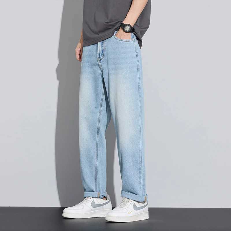 Summer breathable lightweight mens casual fashion slim fit jeans with elastic straight tube breathable soft denim pants light D260320