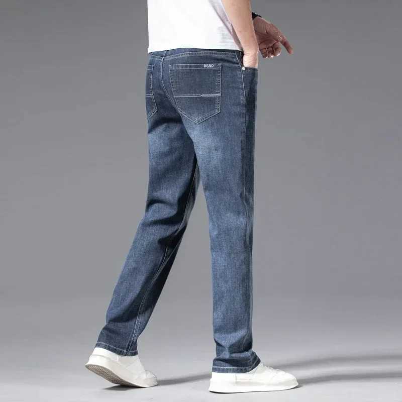 2024 Mens New Autumn Straight Casual Jeans Light Blue Classic Breathable Comfortable No Ironing Stretch Denim Trousers Male D260320