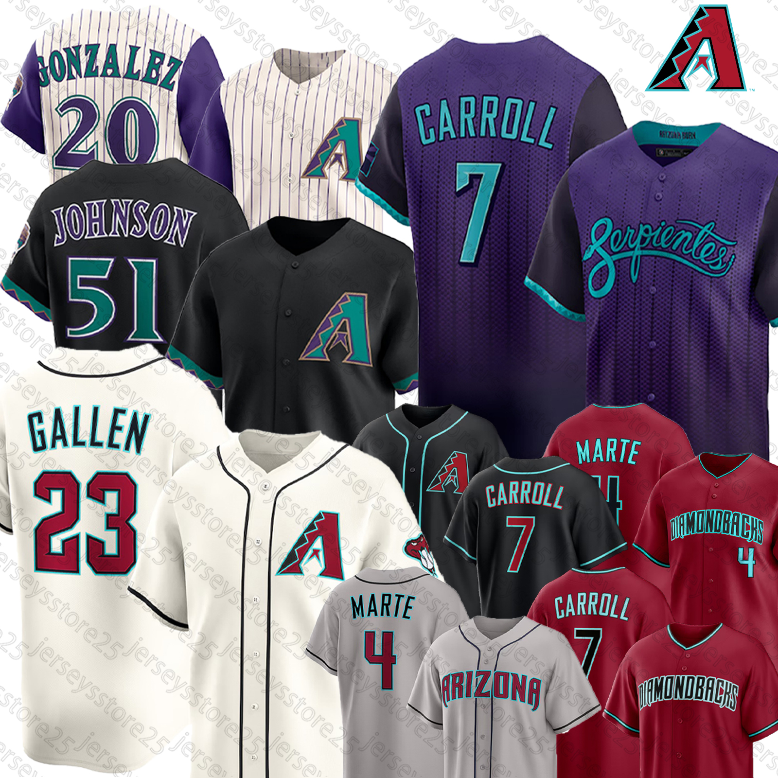Corbin Carroll Diamondbacks Baseball Jersey 2026 Ketel Marte Geraldo Perdomo Alek Thomas Lourdes Gurriel Jr. Jordan Lawlar Carlos Santana James McCann Jerseys