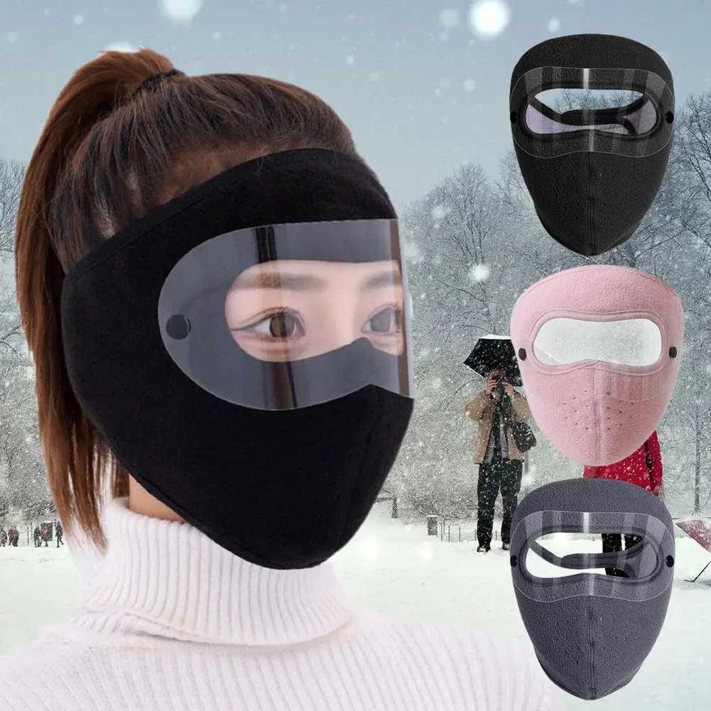Unisex Winter Windproof Mask Thickened Warm Fleece Breathable Motorcycle Cycling Face Mask With HD Anti-fog Goggles Warm Scarf M260320